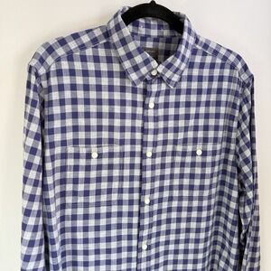Gap Men's Blue/White Plaid Long Sleeve Button‎ Up Shirt Size Large